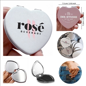 Heart-Shaped PU Leather Folding Makeup Mirror